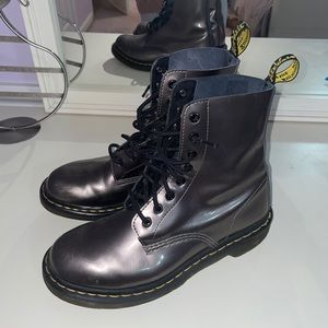 Pewter Metallic Dr. Marten Combat Boots